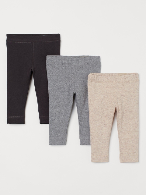 

H&M Girls 3-Pack Cotton Leggings, Black