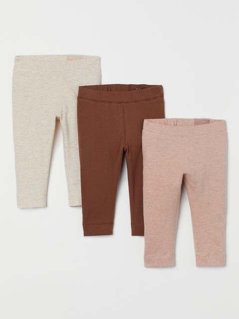 

H&M Girls 3-Pack Cotton Leggings, Pink
