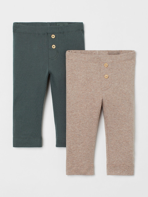 

H&M Girls Green & Beige 2-Pack Leggings