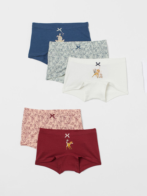 

H&M Girls 5-Pack Cotton Boxer Briefs, White