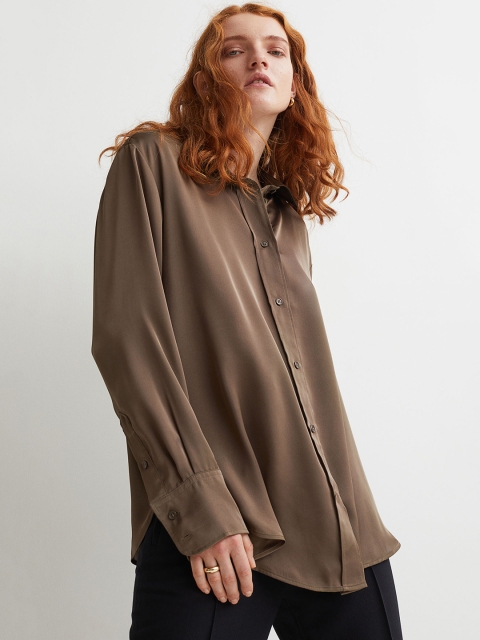 

H&M Women Green Shirt With A Sheen