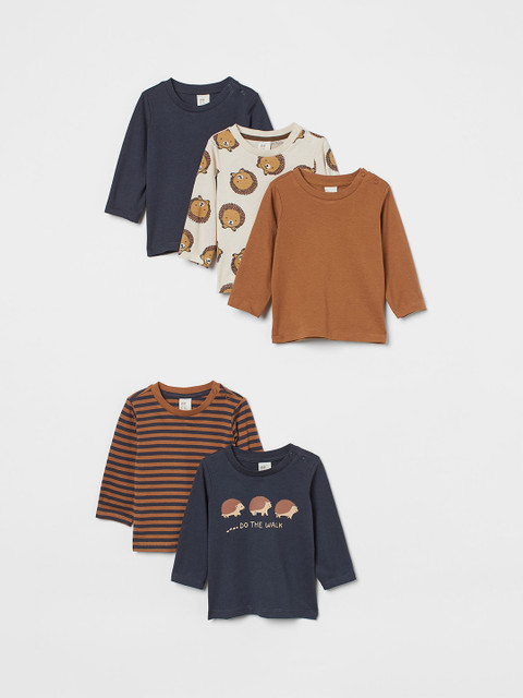 

H&M Boys 5-Pack Cotton Tops, Blue