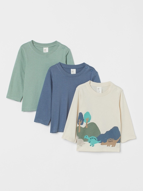 

H&M Boys 3-Pack Cotton Tops, Green