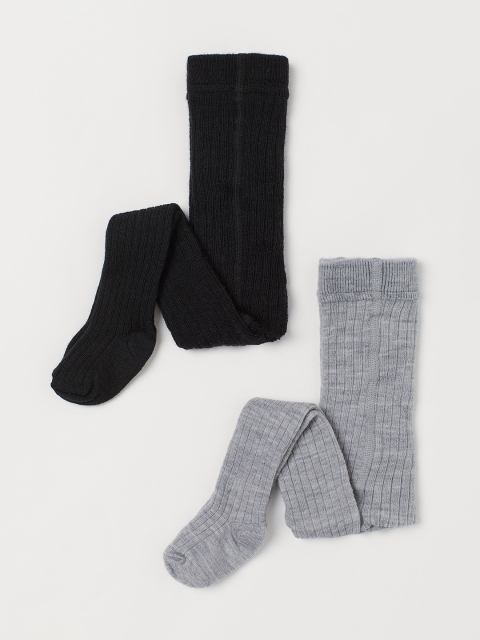 

H&M 2-Pack Wool-Blend Tights, Black