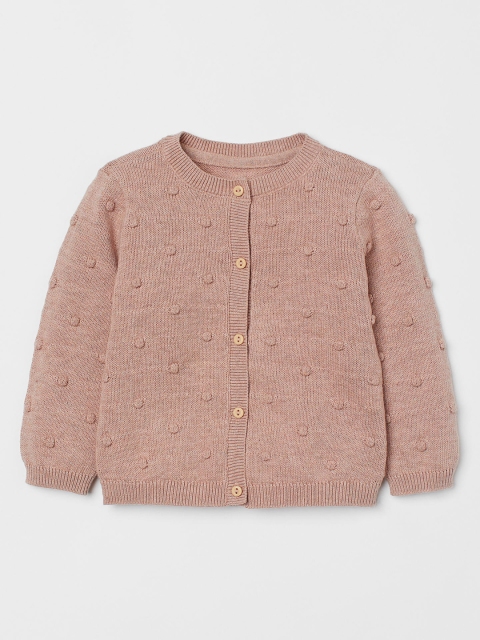 

H&M Girls Pink Textured-Knit Cardigan