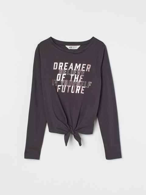 

H&M Grey Knot-Detail Jersey Top