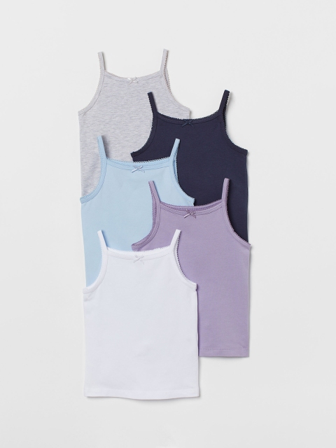 

H&M Multicoloured 5-Pack Jersey Vest Tops, Multi