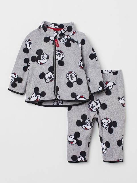 

H&M Girls Grey Mickey Mouse Fleece Jacket and Trousers