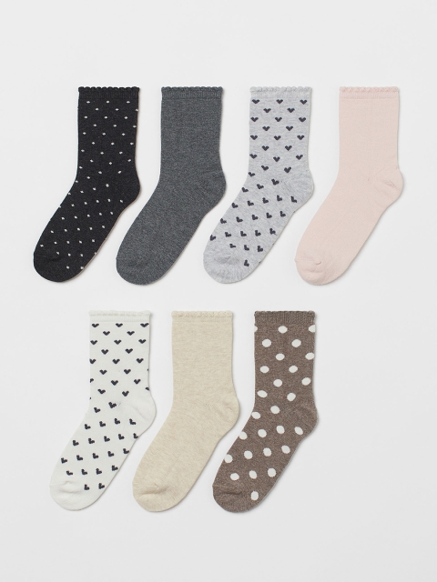 

H&M Girls Multicoloured 7-Pack Socks, Multi