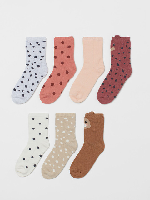 

H&M Girls Multicoloured 7-Pack Socks, Multi