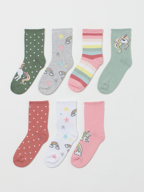 

H&M Girls Multicoloured 7-Pack Socks, Multi
