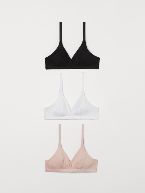

H&M White Black & Pink 3-Pack Soft Cotton Bras 0954491003