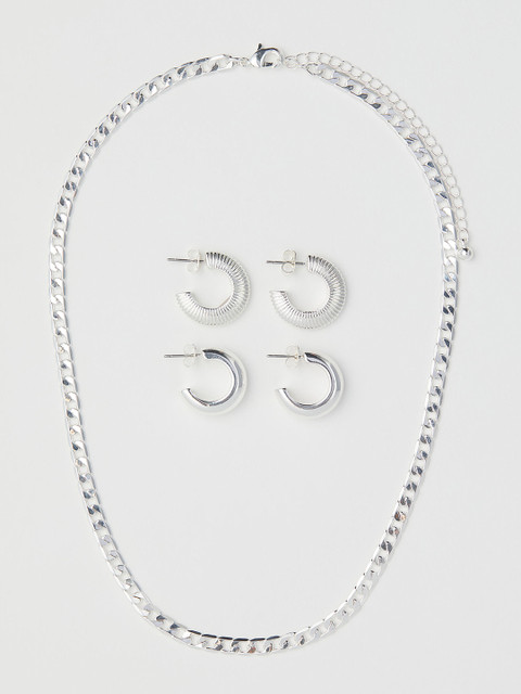 

H&M Women Silver-Toned Necklace and Earrings