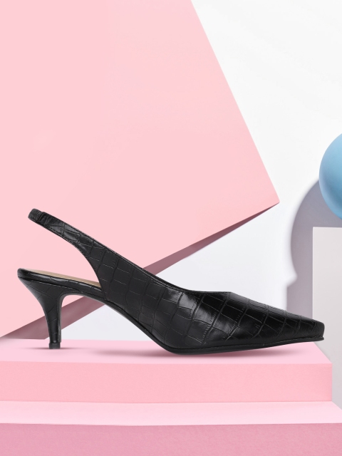 

her by invictus Black Crocs Textured Pumps