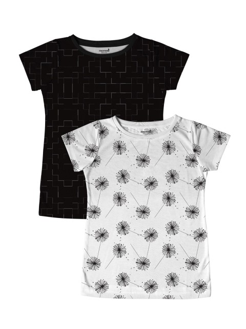 

mezmoda Girls Multicoloured 2 Printed Tropical Pockets T-shirt, Multi