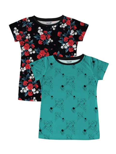 

mezmoda Girls Pack Of 2 Printed T-shirts, Black