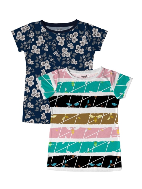 

mezmoda Girls Multicoloured Set Of 2 Graphic Printed T-shirt, Multi