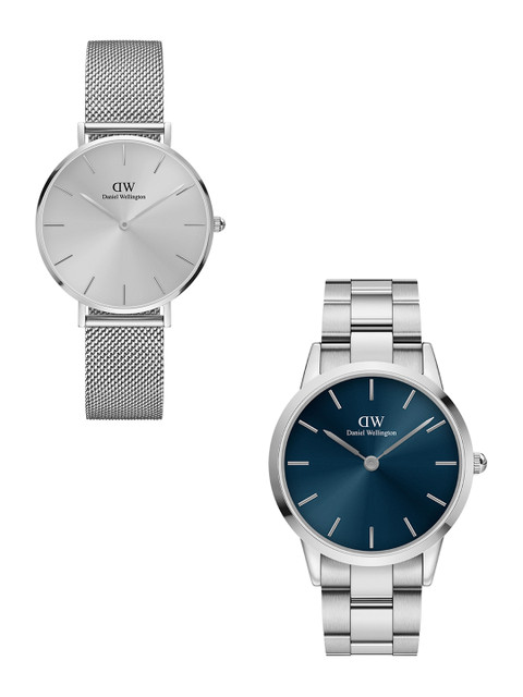 

Daniel wellington Unizex Silver-Toned Petite Unitone Couple Watch Gift Set DW00501169