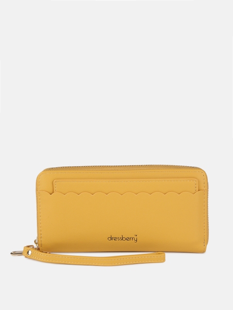 

DressBerry Women Yellow PU Zip Around Wallet