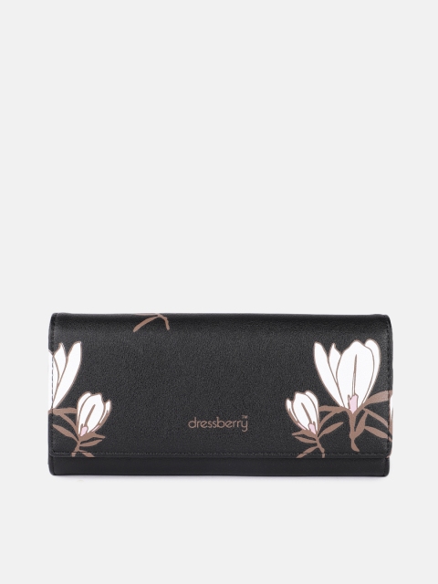 

DressBerry Women Black Floral Printed PU Three Fold Wallet