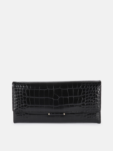 

Mast & Harbour Women Black Textured PU Three Fold Wallet