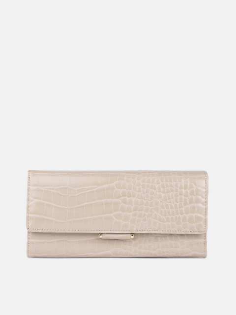 

Mast & Harbour Women Beige Textured PU Three Fold Wallet
