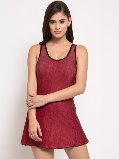 

CUKOO Women Red & Black Solid Comfort-Fit Swimwear