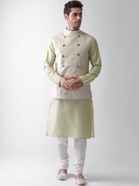 

KISAH Men Cream-Coloured Regular Kurta with Churidar