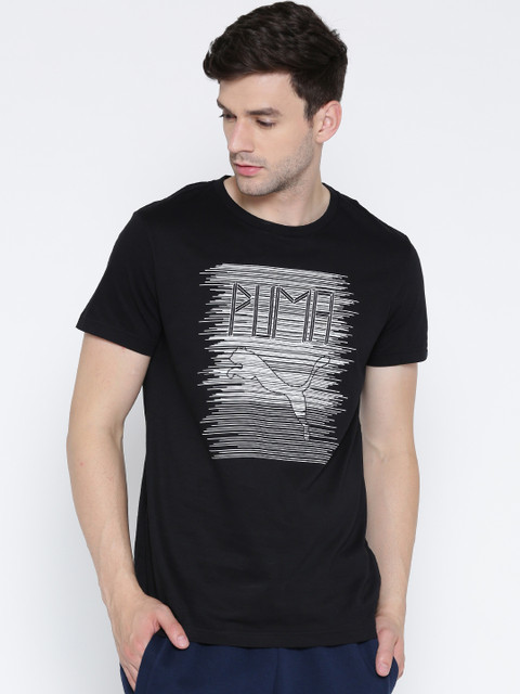 

PUMA Men Black Score Printed Round Neck Dry CELL T-Shirt