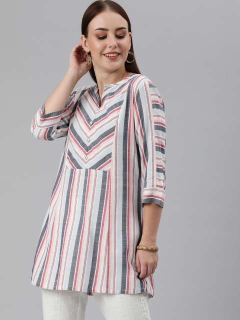 

ETIQUETTE Women Blue & White Striped Pastels Kurta