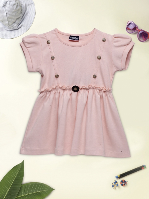 

Lil Tomatoes Girls Peach-Coloured Applique Dress