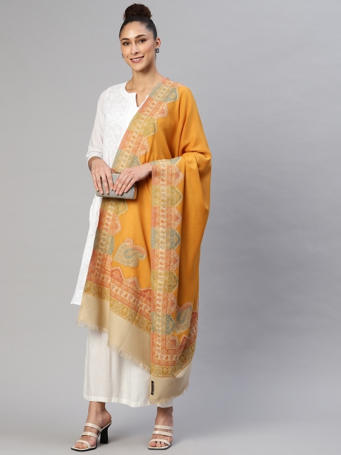 

WEAVERS VILLA Women Mustard Woven Design Acrylic Shawl