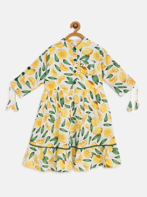 

Bella Moda White & Yellow Fit & Flare Dress
