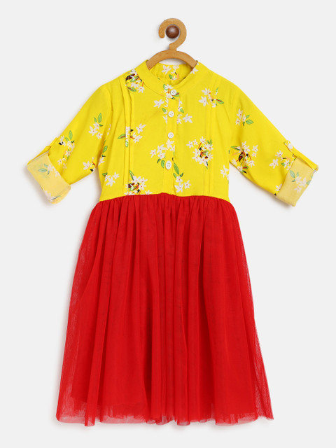 

Bella Moda Yellow & Red Floral Dress