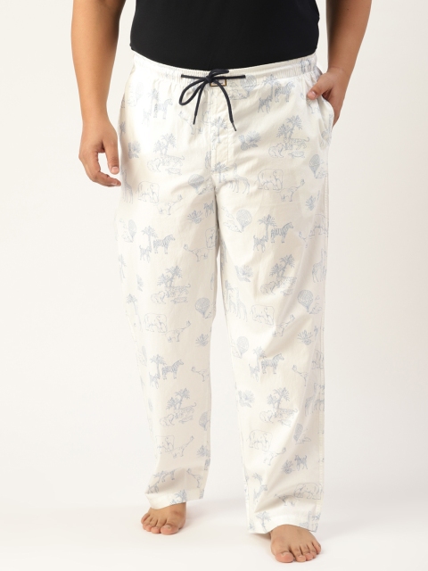 

Bene Kleed Plus Men White & Blue Lounge Pant With N9 Silver Anti Bacterial Finish