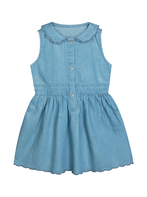 

Budding Bees Girls Blue Peter Pan Collar Cotton Denim Dress