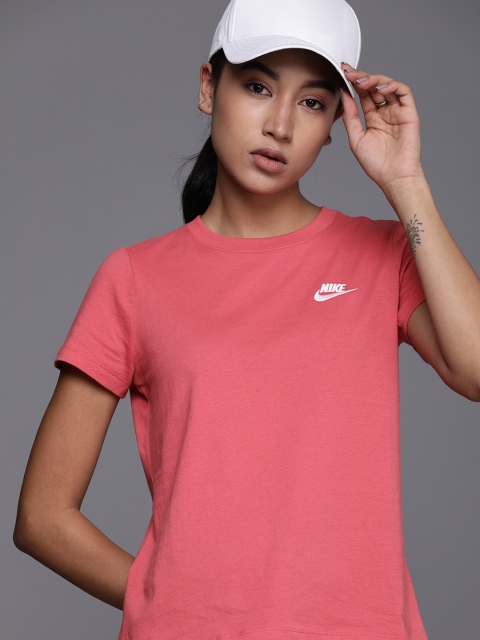 

Nike Women Pink Cotton Sportswear Club T-Shirt