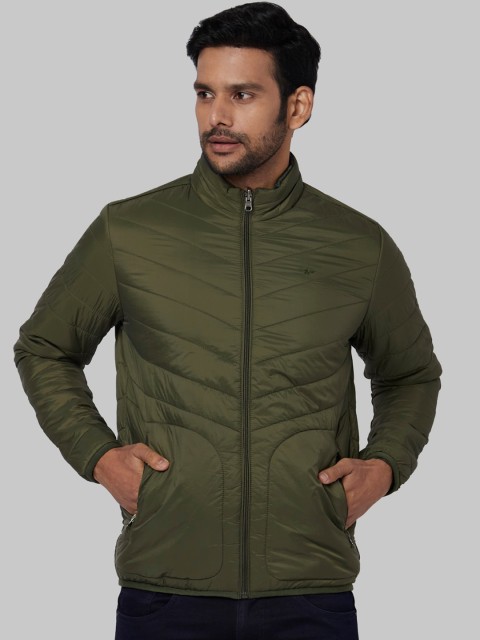 

Park Avenue Men Green Colourblocked Padded Jacket with Patchwork