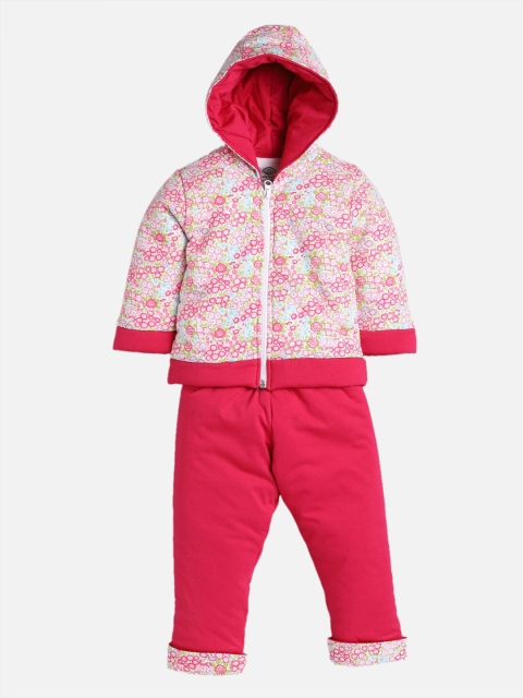 

TAMBOURINE Girls Fuchsia & White Printed Coat with Pyjamas