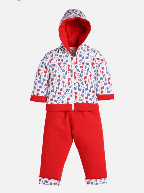 

TAMBOURINE Boys Red & White Printed Coat with Pyjamas