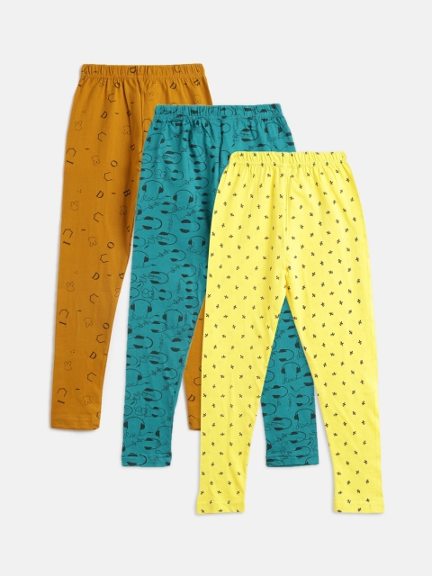 

Kids On Board Girls Pack Of 3 Printed Ankle-Length Leggings, Yellow