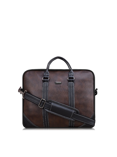 

LOREM Unisex Brown & Black Textured Laptop Bag