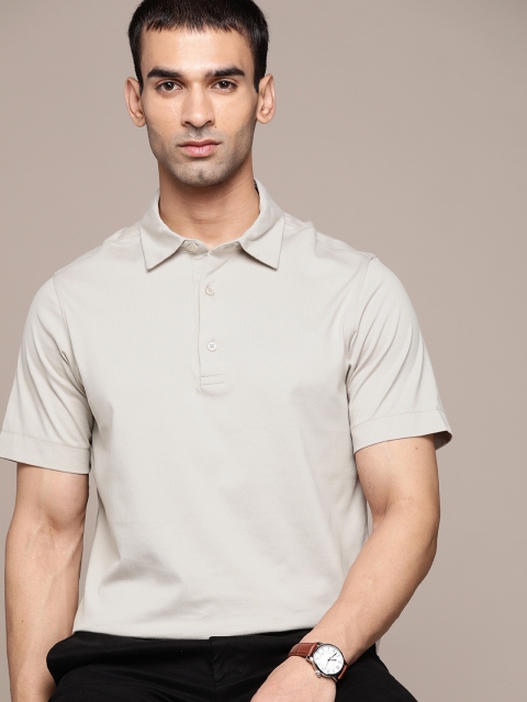 

MANGO MAN Men Grey Polo Collar T-shirt