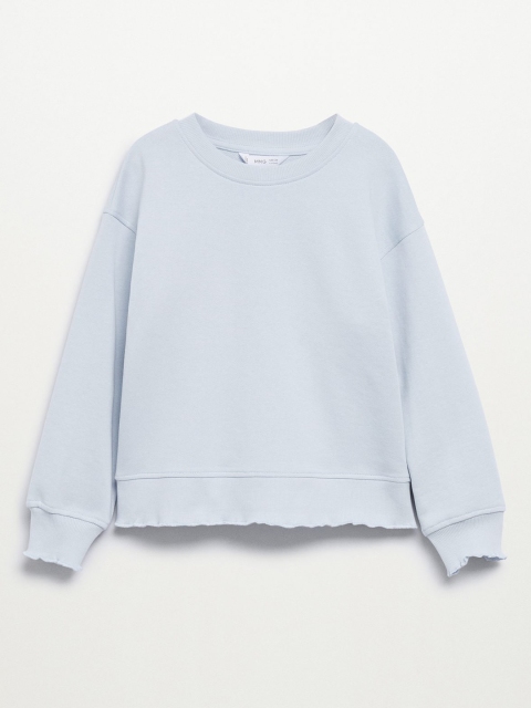 

Mango Kids Girls Blue Solid Pure Cotton Sweatshirt