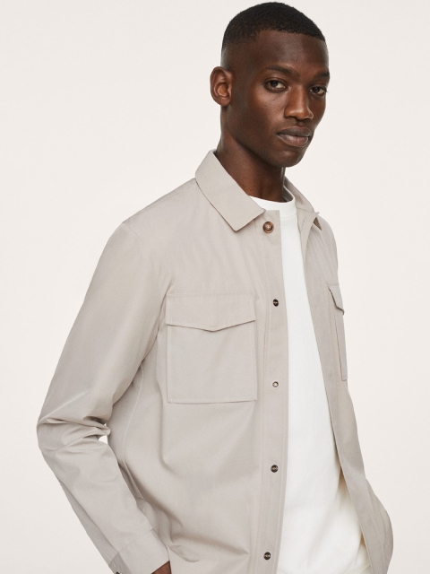 

MANGO MAN Off-White Opaque Casual Shirt