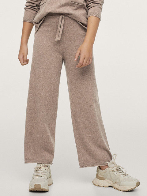 

Mango Kids Girls Beige Solid Trousers