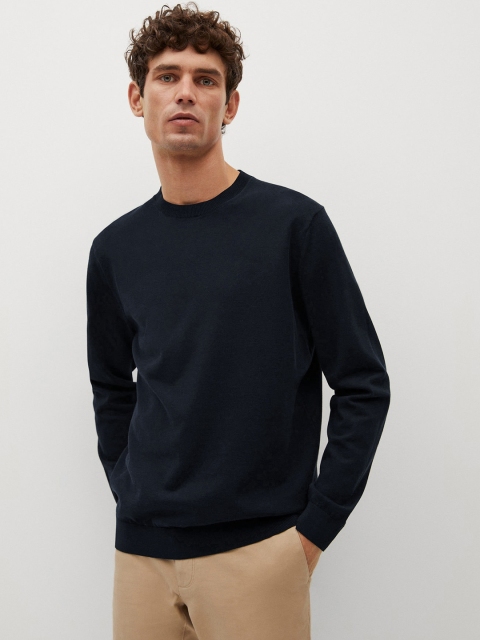 

MANGO MAN Men Navy Blue Thermoregulator Pullover