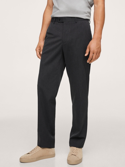 

MANGO MAN Charcoal Grey Tailored Fit Formal Trousers