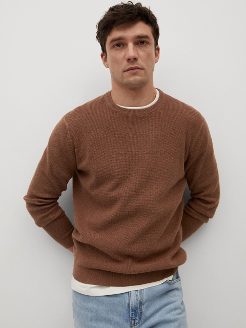 

MANGO MAN Men Brown Solid Pullover