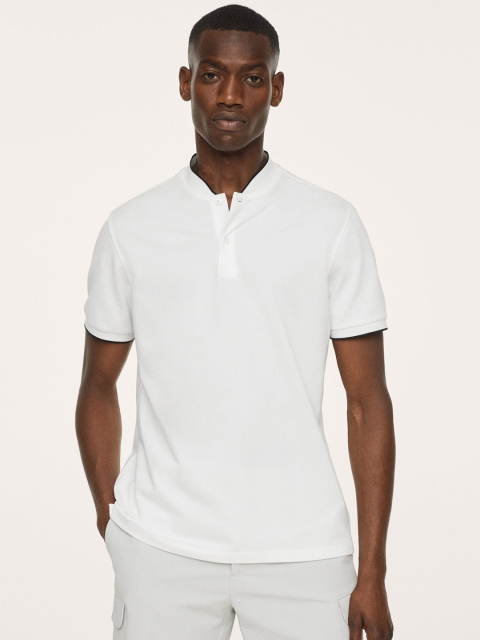 

MANGO MAN White Henley Neck T-shirt